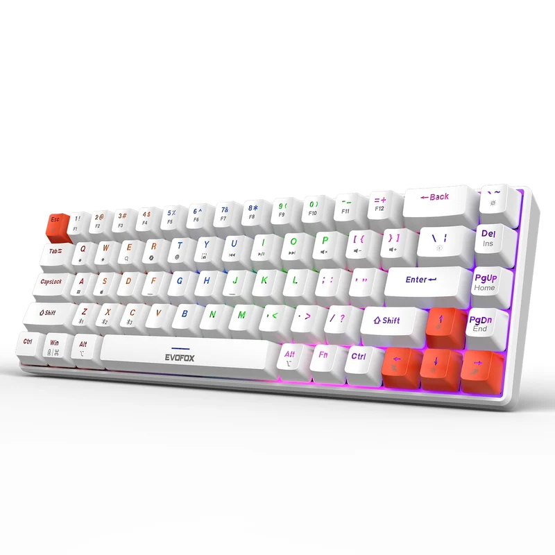 EvoFox Katana S Mini Mechanical Keyboards Wireless | Tri-Mode (3X BT, 2.4GHz & Wired) Connectivity | Hot-Swappable Red Switches | 68-Key Compact Layout | Rainbow Backlight | Rechargeable Battery
