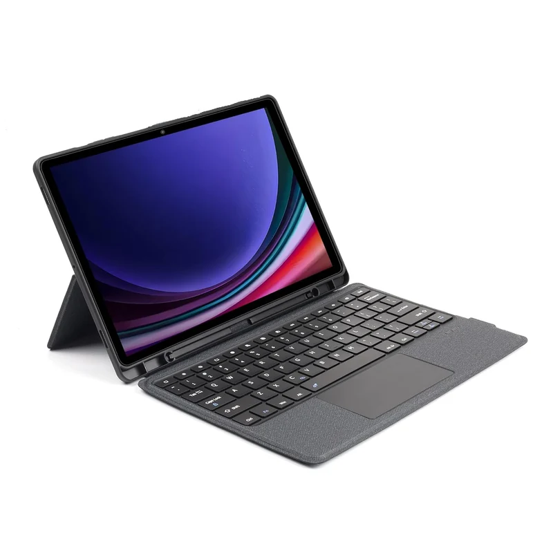 RTSY Kickstand Combo Keyboard case for Lenovo Tab P12 (12.7 Inch-TB-370FU Model) with 7-Colors Backlit, Multi-Touch Trackpad, Dual Orientation, Magnetic Detachable Bluetooth Keyboard Cover, Pen Holder