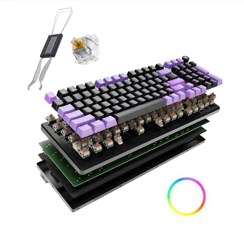 Kreo Hive 98 Wired RGB Mechanical Gaming Keyboard | Full Size 98 Keys, Metal Volume Knob, Per-Key RGB, Hot-Swappable Switches