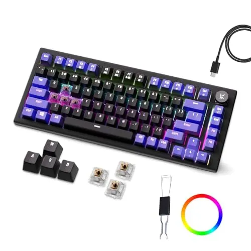 Kreo Hive 75 Mechanical Gaming Keyboard with Per-Key RGB Backlight, Hot-Swappable Switches, Anti-Ghosting Keys and Detachable USB-C Cable