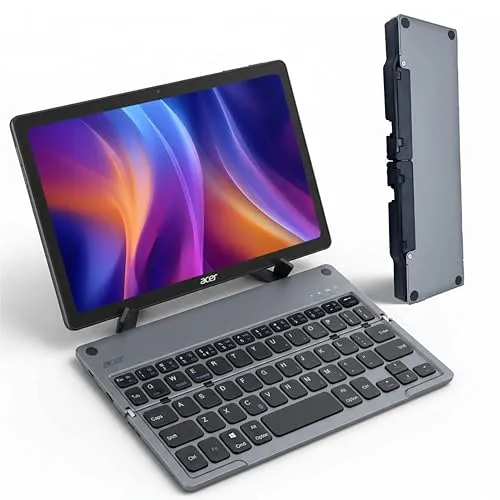 acer Trifold Pro | 60 Keys Foldable Bluetooth Keyboard | BT 5.0 | Rechargeable 140mAh Battery | USB-C Fast Charging | Compact Travel Design | 40H Working Time | Space Grey | Windows/Mac/Android