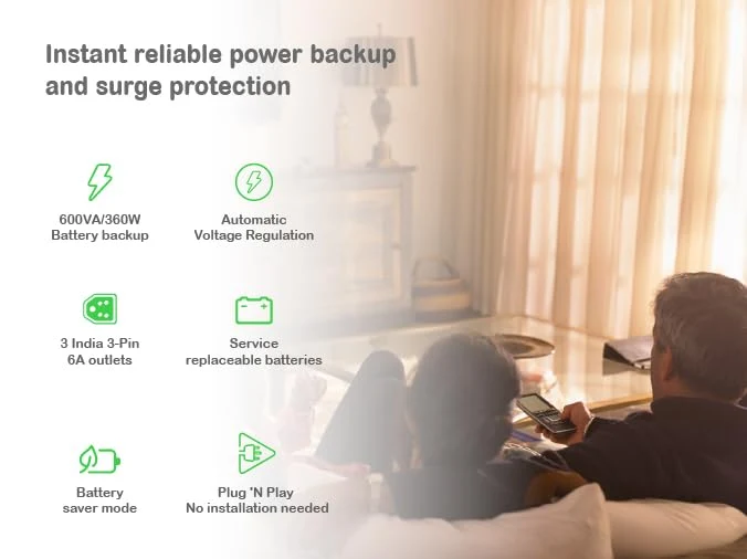 APC Back-UPS BX600C-IN 600VA / 360W, 230V, UPS System, an Ideal Power Backup & Protection for Home Office, Desktop PC & Home Electronics