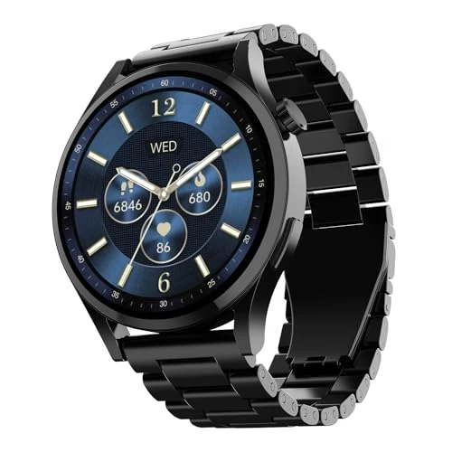 Boat Lunar Embrace w/Vibrant 1.51" (3.8 cm) AMOLED Display,Premium Metal Design, Functional Crown, 100+ Sports Mode, Animated Watch Faces, Built-in Games, Smart Watch for Men & Women(Steel Black)