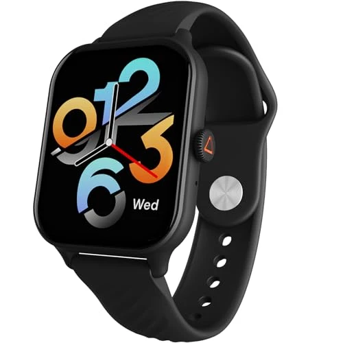 beatXP Unbound Nova 1.96” AMOLED Bluetooth Calling Smart Watch, Rotary Crown, 410 * 502 px, 500 Nits, 60Hz Refresh Rate, Always On Display, 100+ Sports Modes, 24x7 Health Monitoring, IP68 (Black)