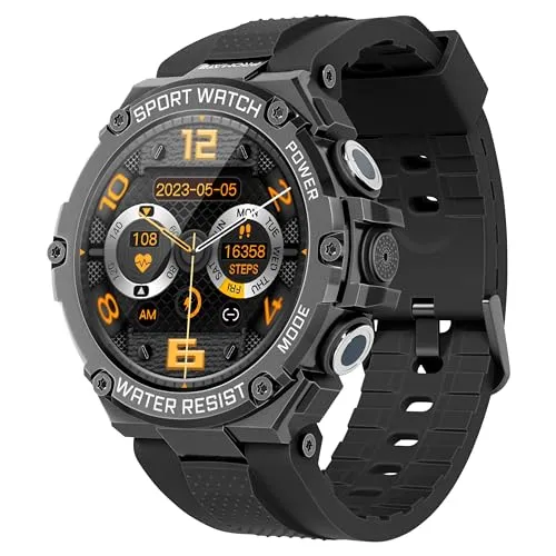 Promate Xwatch-R19, 1.53" Rugged Smart Watch for Men with BT Calling, Water Resistant, AI Voice Assistance, 100+Modes & Faces, 360+ Hrs Long Battery
