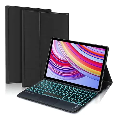 ProElite TouchPad Keyboard case for Redmi Pad SE 11 inch, Magnetic Detachable Wireless Bluetooth TouchPad Keyboard Built-in 7-Colors Backlit, Black