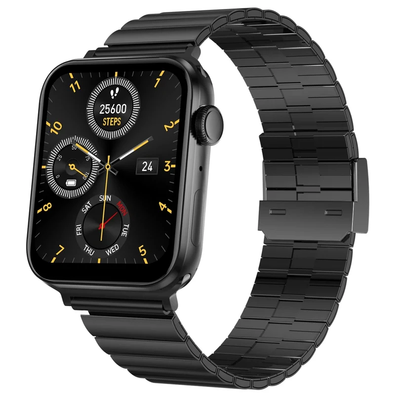 Fire-Boltt Visionary Ultra 1.78" AMOLED, Stainless Steel Luxury Smart Watch with Extra Silicone Strap for Casual Look, Bluetooth Calling with Rotating Crown, 100+ Sports Mode, TWS Connection (Black/Silver)