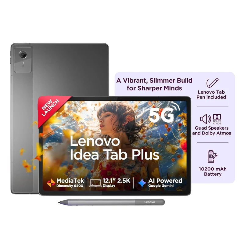 Lenovo Idea Tab Plus with Pen 12.1 inch with Wi-Fi+5G MediaTek 6400 Tablet (Luna Grey)