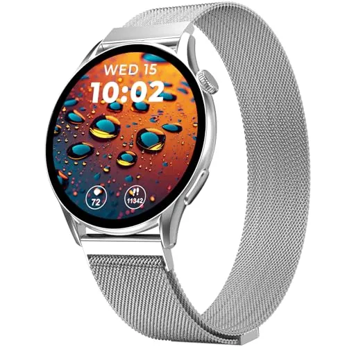 beatXP Evoke 1.43” Super Retina AMOLED Display Bluetooth Calling Smart Watch, 466 * 466px, 1000 Nits, 60Hz Refresh Rate, 100+ Sports Modes (Silver)
