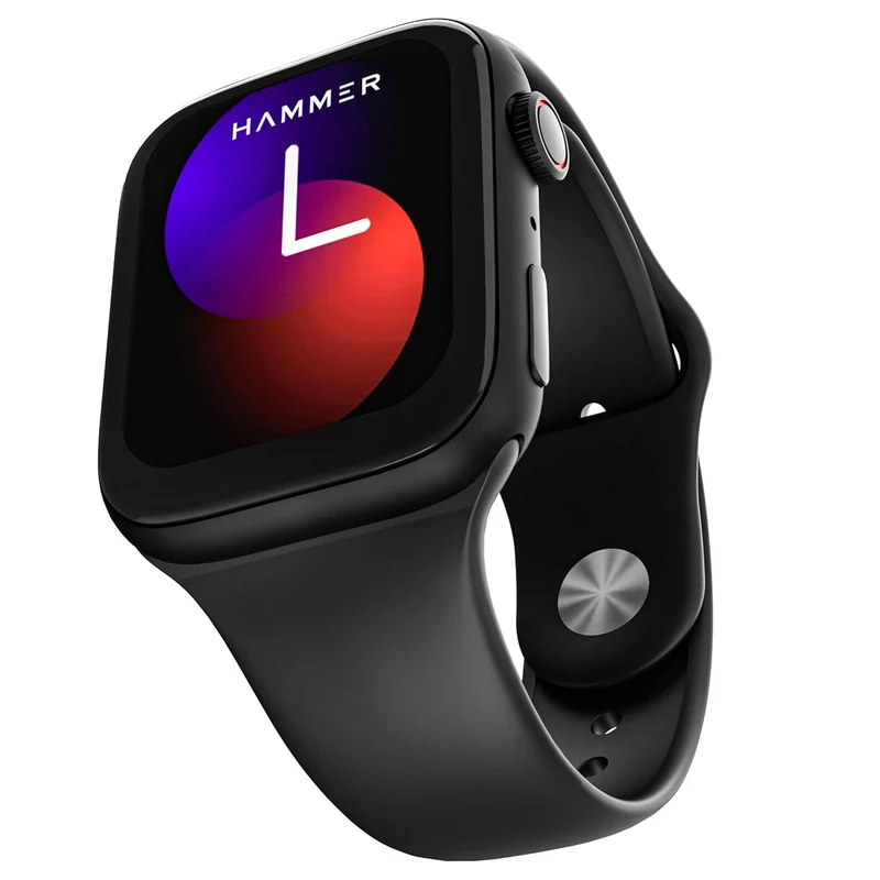 HAMMER Ace 3.0 Bluetooth Calling Smart Watch with Largest 1.85" IPS Display, Dual Mode, Spo2, Heart Rate, Strong Metallic Body & Skin Friendly Strap (Black)