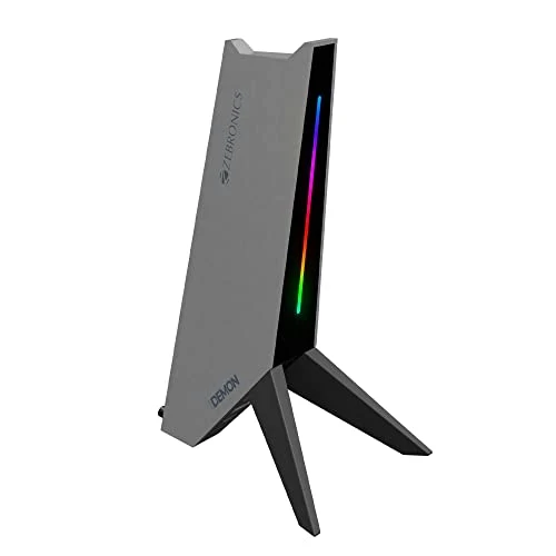 ZEBRONICS Zeb-Demon Tabletop Over Ear Gaming Wired Headphone Stand with RGB Led, Dual USB Ports, 3.5Mm Jack, Abs Material, 1.5 Meter USB Cable, Anti-Skid Bottom Grip and with Microphone