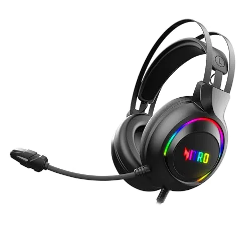 acer Nitro Wired Gaming Headset | 50mm Drivers | 3.5mm Audio + USB RGB Lighting | Omnidirectional Mic with LED | Flexible Dual Headband | 20Hz–20kHz | Strong Build | Windows, Android, iOS Compatible