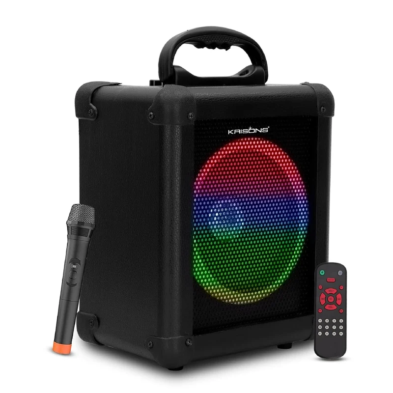 Krison Newly Launched Qube Bluetooth Party Speaker 80W| Karaoke Wirelss Mic| Portable Trolley Outdoor Speaker|Inbuilt Battery Upto 6 Hours Playtime| Aux/TF/USB/8" Driver