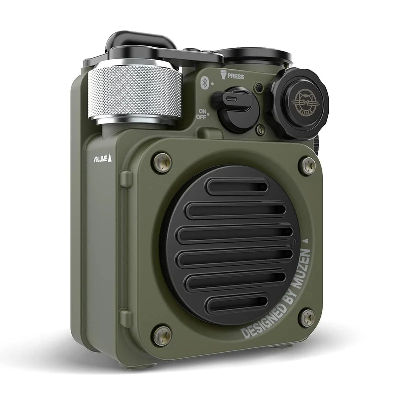 Muzen Wild Mini Rugged Portable Wireless Bluetooth Speaker 5.0 | Without Gift Box| Upto 8hrs Playback Time| IPX5 Waterproof| Party Boost| for Home, Party, Travel Purpose| Flashlight Modes