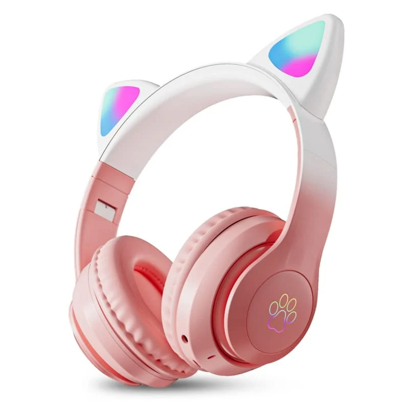 WK LIFE BORN TO LIVE- 2024 Updated 5.3 Verson with Type C Jack Wireless/Wired Kids Headphones with Mic for Girls/Boys Cat Ear Bluetooth Online Learning School