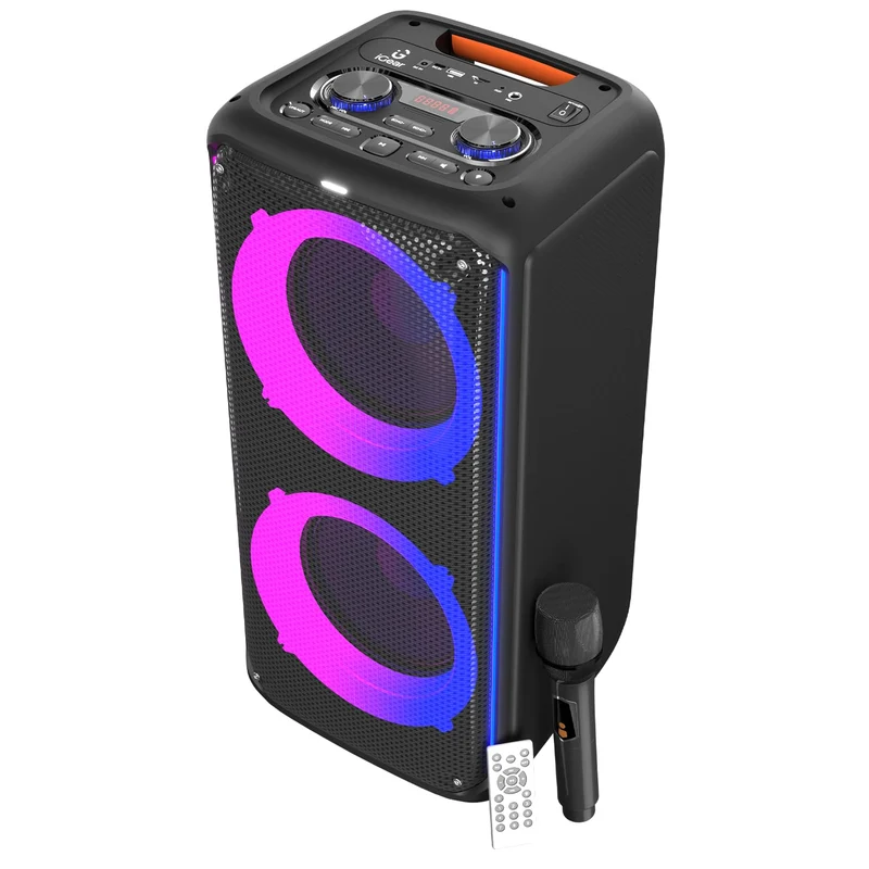 iGear X-Bass 60 Ultimate 60W Portable Bluetooth Party Speaker with Dual Bass Radiators, Rechargeable Karaoke Mic, Mesmerizing RGB Lights, TWS Mode, USB, TF/SD Card & AUX Input, Remote Control (Black)