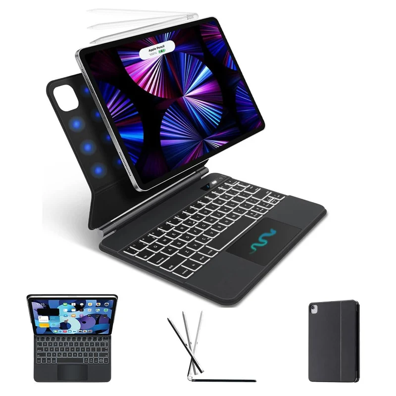Magic Style Keyboard Case for iPad 10th Gen 10.9 inch 2022, New iPad 11th Gen (A16,2025) with 3 Level Brightness Backlit, All Gesture Touchpad, Floating Cantilever Design, LED Display, Magnetic Cover (White)