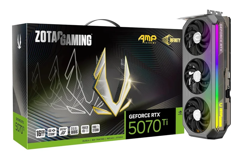 ZOTAC Gaming Geforce RTX 5070 Ti AMP Extreme Infinity Graphics Card - Black|16 GB|DLSS 4|GDDR7|256 Bit|Icestorm 3.0 Advanced Cooling|Triple Fan|Spectra 2.0 ARGB Lighting|ZT-B50710B-10P (BRAND NEW/SEALED)