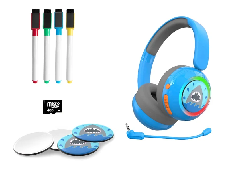 WatchOut Galaxy Kids Headphones with Safe Sound as per WHO, 500+ Inbuilt Audio Stories, DIY Magnets, LED, Bluetooth + Wired, Mic for School, Gift, Boys, Girls, Children, Teens, Age 3-18