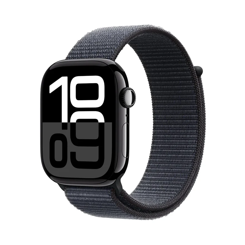 Apple Watch Series 10 [GPS 46 mm] Smartwatch with Jet Black Aluminium Case with Black Sport Band - S/M. Fitness Tracker, ECG App, Always-On Retina Display, Water Resistant