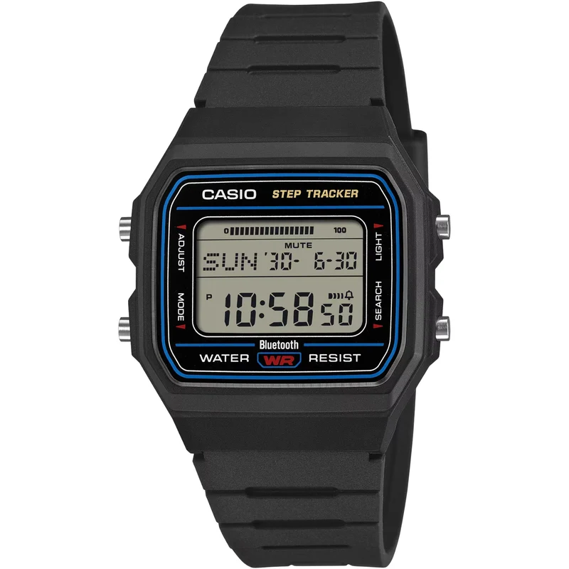Montre Casio Digitale F-B100W-1A Noir Bleu Mixte Bluetooth