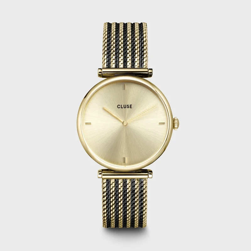 Cluse - Montre La Triomphe Mesh Bicolore Dorée & Noire