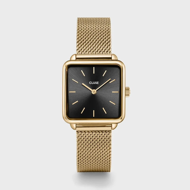 Cluse - Montre La Tétragone Mesh Noire & Dorée