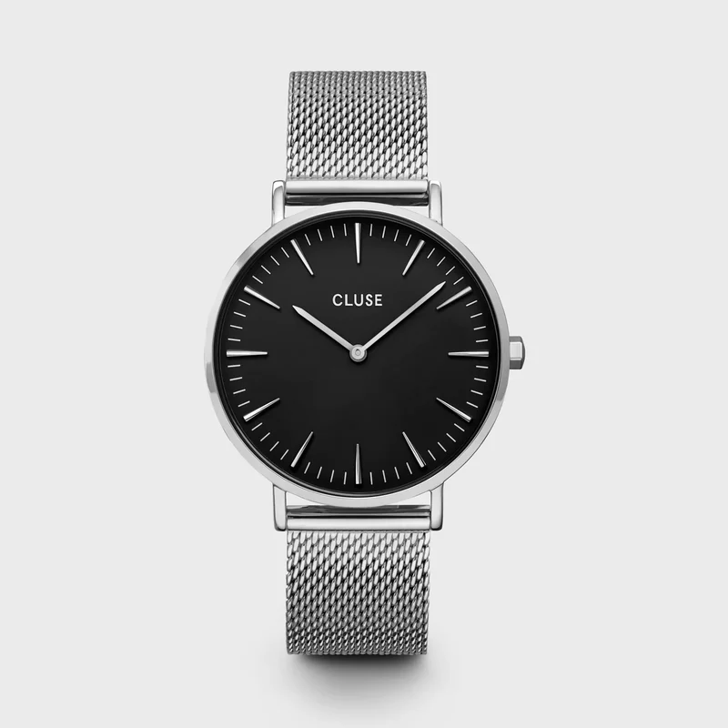 Cluse - Montre Boho Chic Mesh Noire Silver