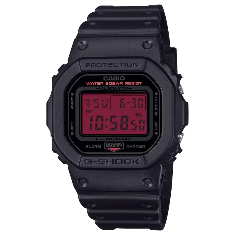 Montre Casio G-Shock DW-5600BBR-1 Homme Noir Rouge