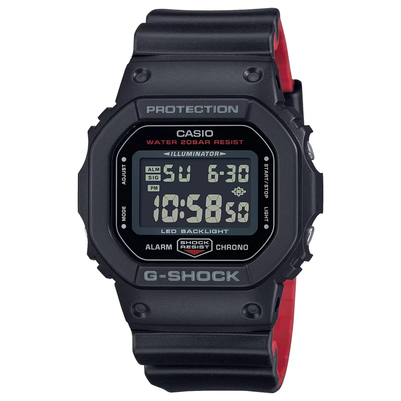 Montre Casio G-Shock DW-5600UHR-1 Homme Noir Rouge