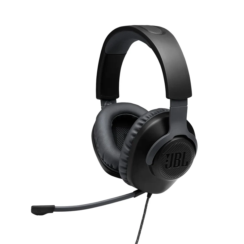 JBL Quantum 100 Wired Over Ear Gaming Headphones with Mic, 40mm Realistic Dynamic Drivers, Detachable Boom Mic, 1kHz Sensitivity, Memory Foam Cushioning, PC/Mobile/PS/Xbox/Nintendo/VR Compatible