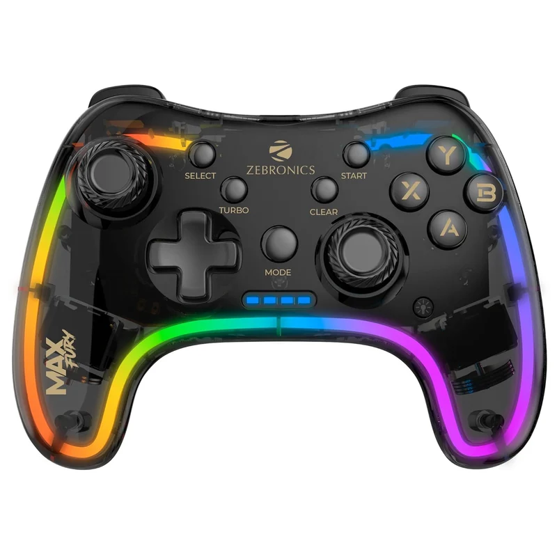 ZEBRONICS MAX LINK PRO, Wireless Controller, Hall Effect, 6 Axis Gyro, Analog Triggers, Touch Pad, Dual Motor Haptics, Macro Buttons, Rechargeable Battery, Supports PS4, PS3, Windows, Android, iOS