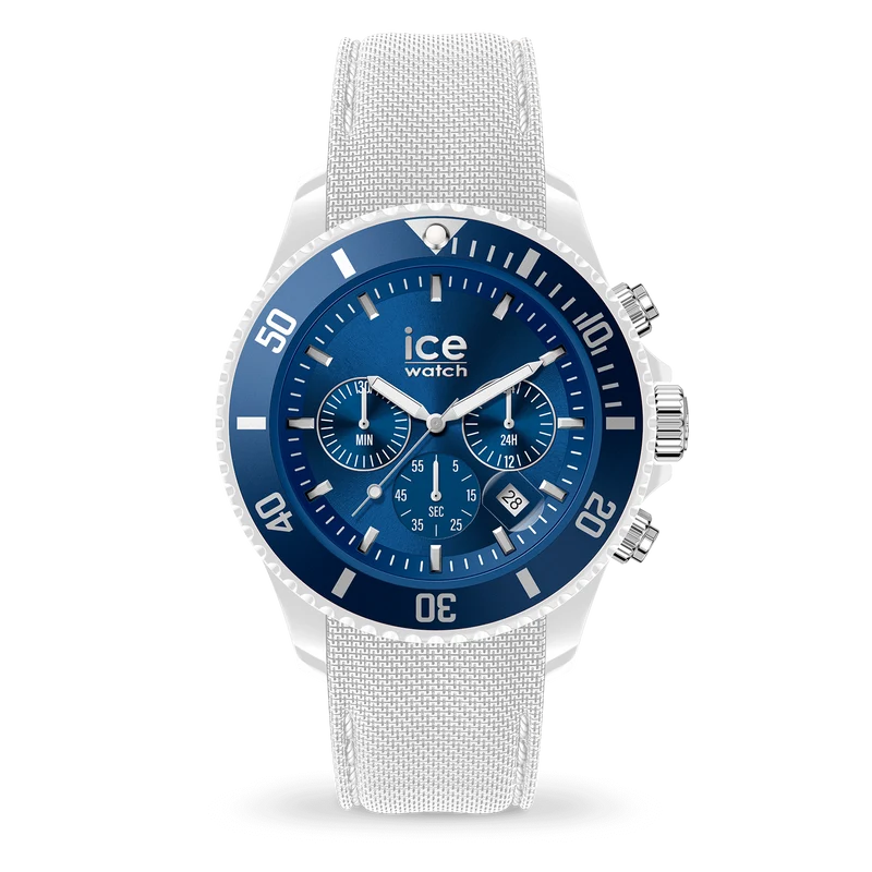 Ice Chrono - Montre Silicone Blanc & Bleu Large