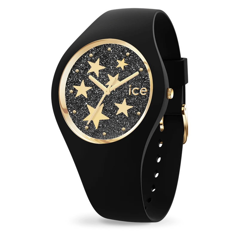 Ice Watch - Montre Silicone Noir Étoiles Dorées Small