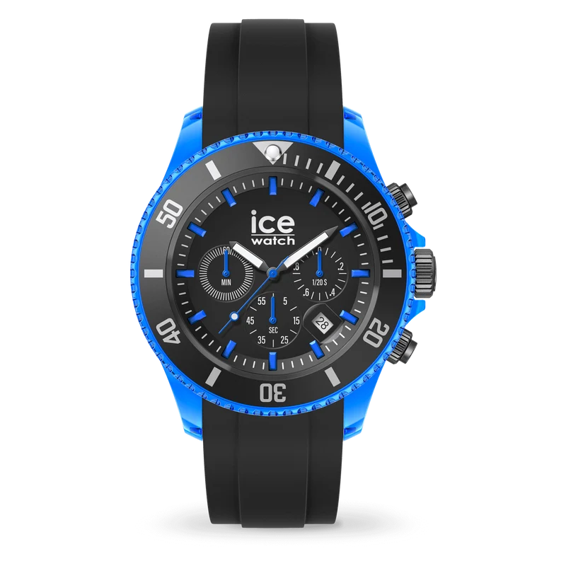 Ice Chrono - Montre Silicone Bleu Noir XL