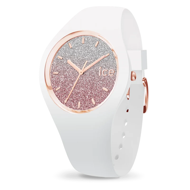 Ice Watch - Montre Silicone Blanc & Paillette Roses Small