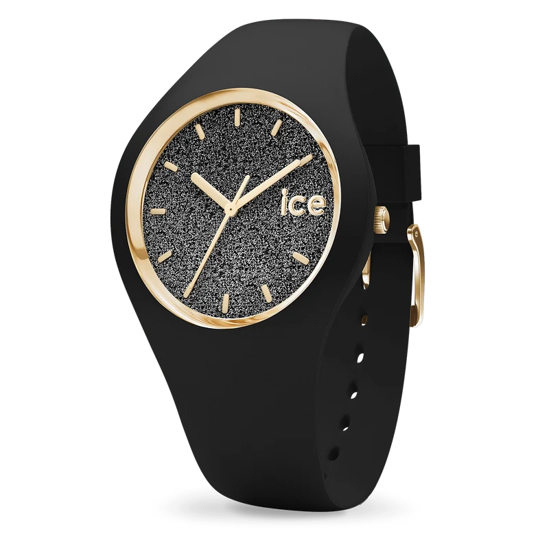 Ice Watch - Montre Silicone Noir Paillettes Dorées Small