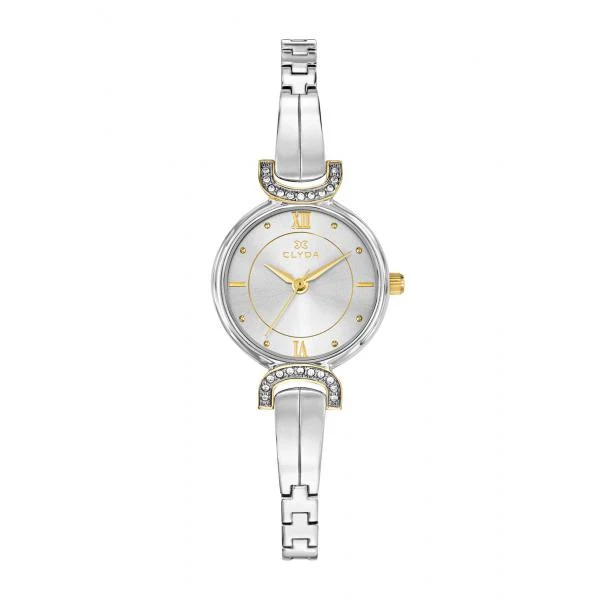 Clyda - Montre Rivoli Strass Grise & Dorée