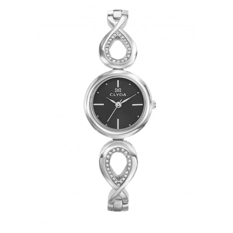 Clyda - Montre Élysée Argent & Noire