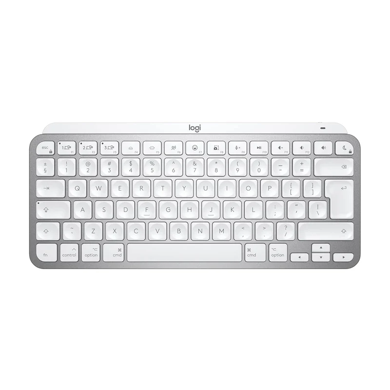 Logitech MX Keys Mini for Mac Minimalist Wireless Illuminated Keyboard with Free Adobe Subscription, Compact, Bluetooth, Backlit Keys, USB-C, Tactile Typing, Metal Build-Pale Grey