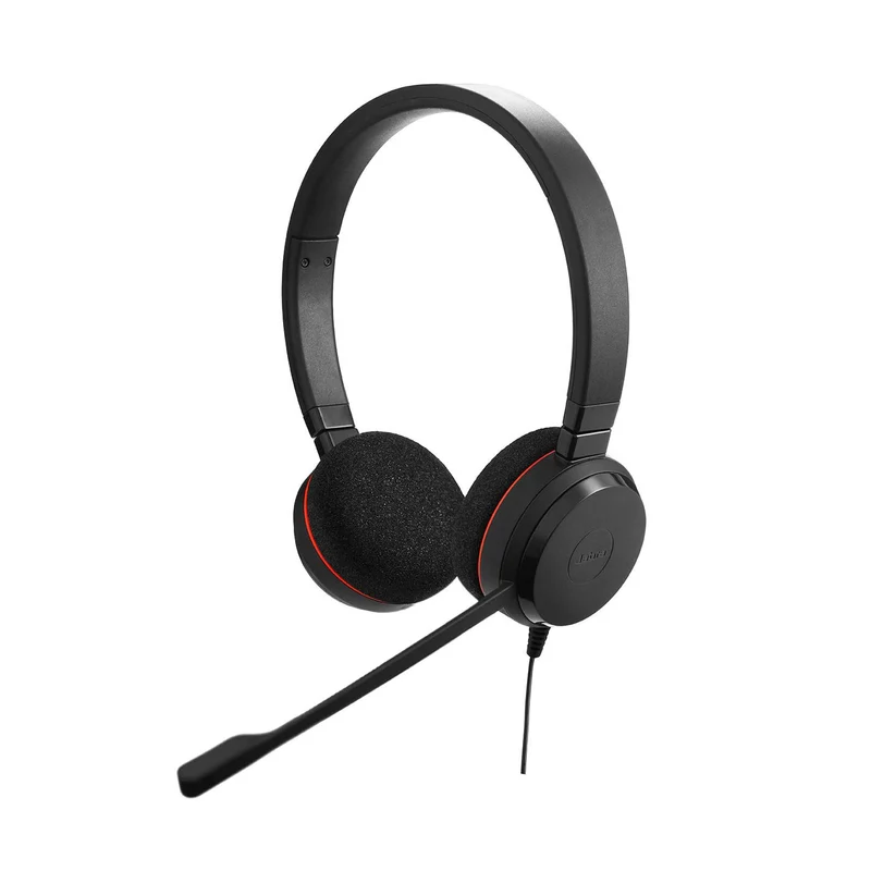 Jabra Evolve 20 Stereo Headset with noice canceling mic, Connect to Mobile/Tablet via USB-C/A, Lightweight Headband