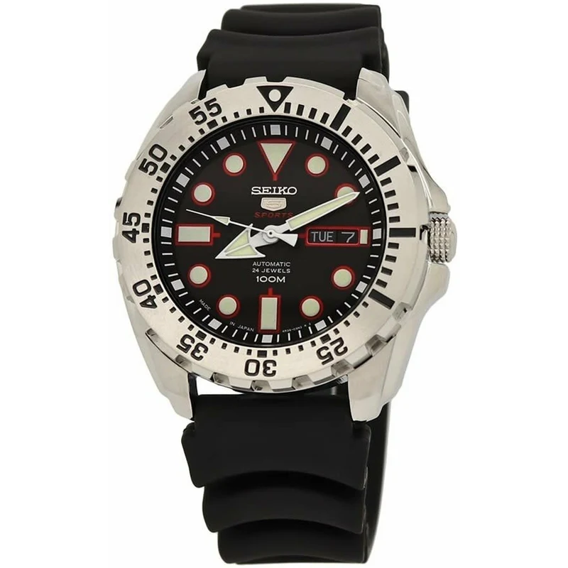 Montre Seiko 5 Sports Automatique Homme SRP601J1 Noir Bracelet Caoutchouc