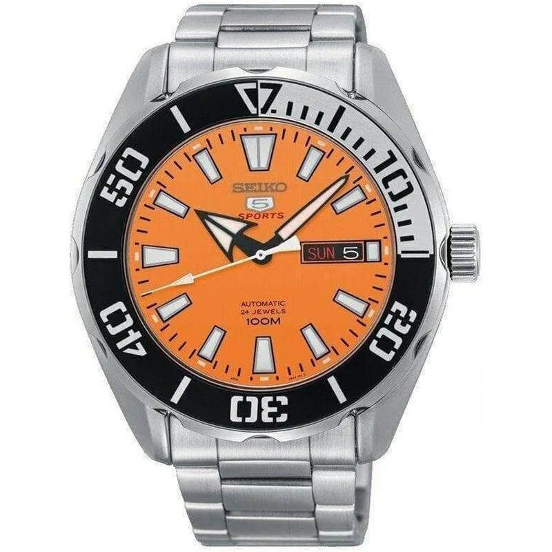 Montre Seiko 5 Sports Automatique Homme SRPC55J1 Orange Noir
