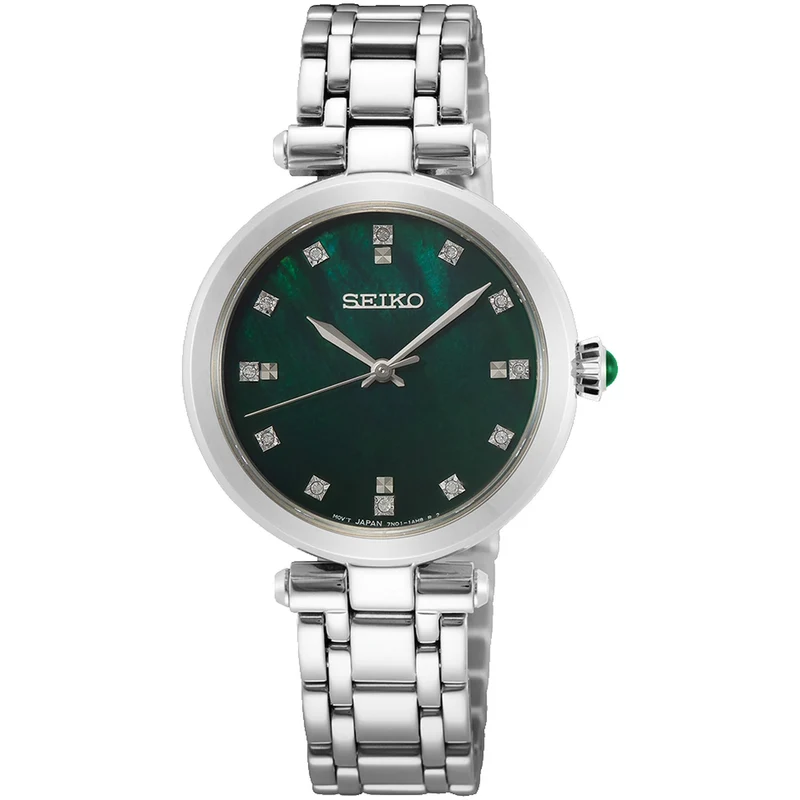 Montre Seiko Quartz Femme SRZ535P1 Vert Nacre 12 Diamants