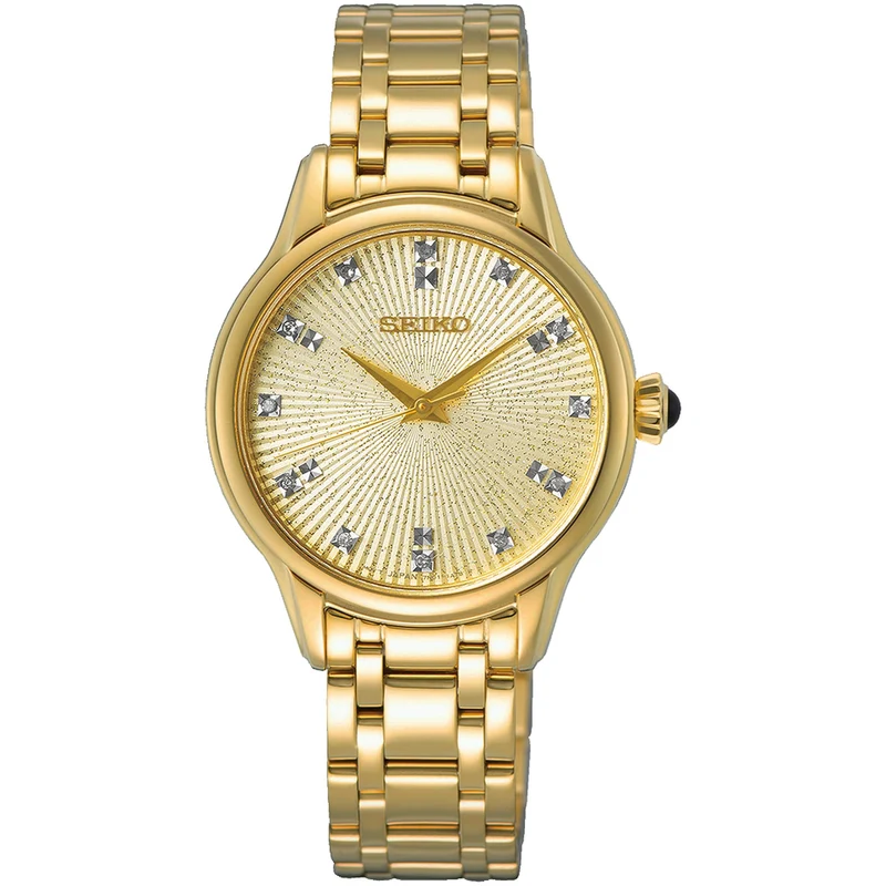 Montre Seiko Quartz Femme SRZ552P1 Doré Diamants
