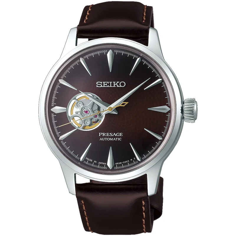 Montre Seiko Presage Cœur Ouvert Homme Automatique SSA407J1 Marron Stinger