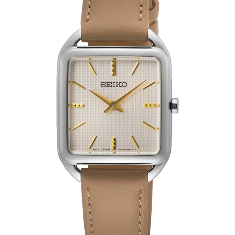 Reloj Seiko SWR089P1 Ladies Cuarzo Caja Cuadrada Plateado b2
