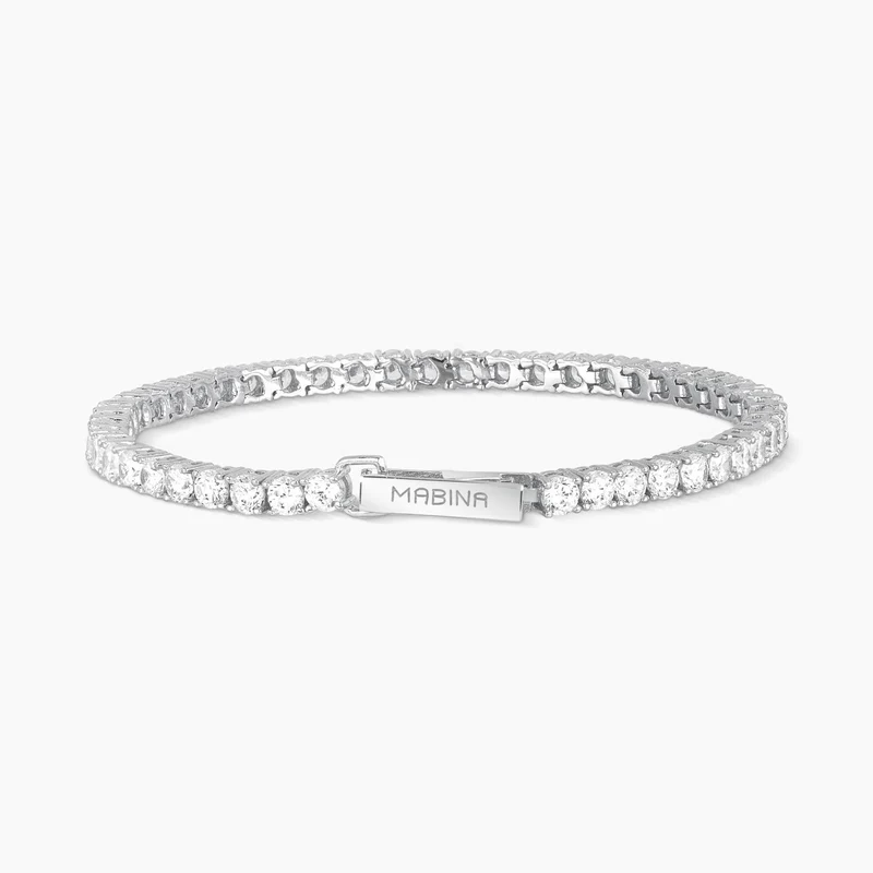 Pulsera Mabina de tenis de plata con circonitas blancas CLUB DE TENIS 533019