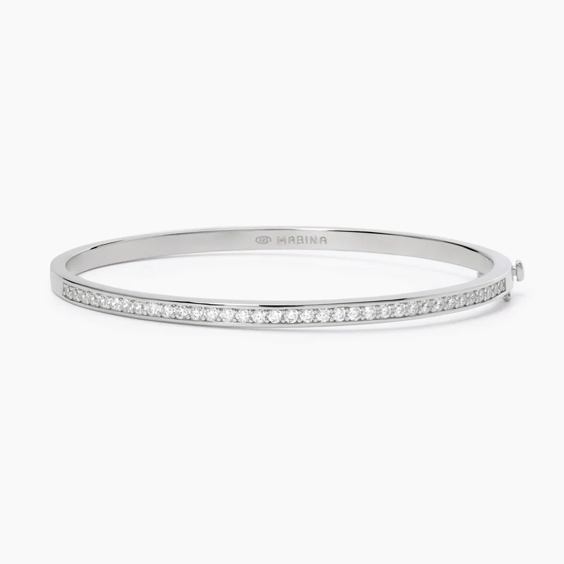 Pulsera brazalete Mabina de plata con piedras SEÑORA B 533642-L