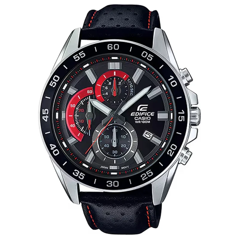 Montre Casio Edifice EFV-550L-1A Homme Noir Rouge Cuir